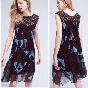 NWT Anthropologie print chiffon dress with beading